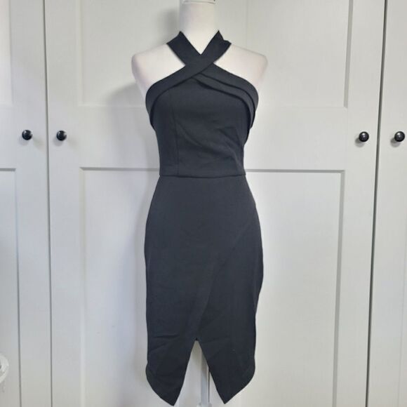 Adelyn Rae Halter asymmetrical sheath dress in black size xsmall - Picture 7 of 16